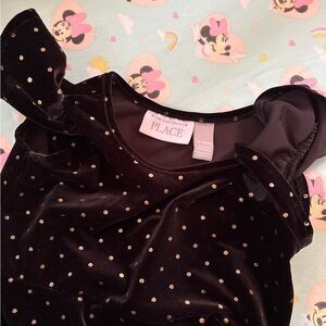 The Children's Place Black Velvet Dress with Gold Accents